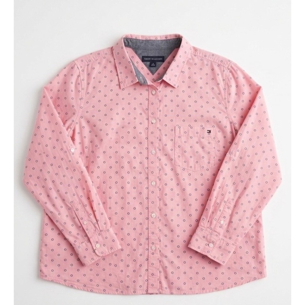 Tommy Hilfiger Womens 1X Plus Pink Daisy Print Button Down Shirt